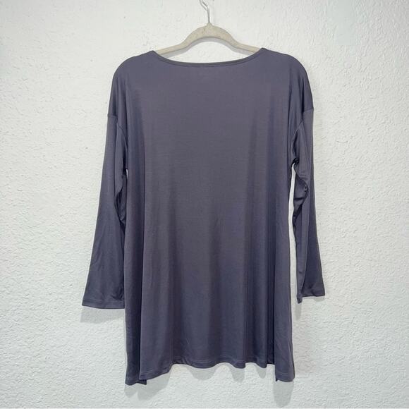 Eileen Fisher Ballet Neck Long Sleeve Tunic In Blue Shale - Picture 2 of 4